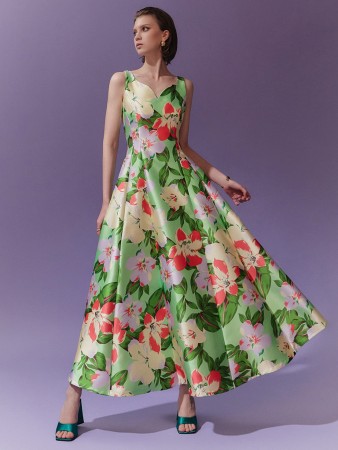 D9370 Flower Sleeveless Long Dress Korea