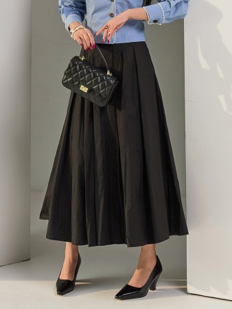 SK2272 Cotton Pleats Long Skirt Korea