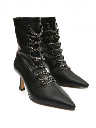 AR-2993 Chain Lace-up H​igh heels ankle boots Korea