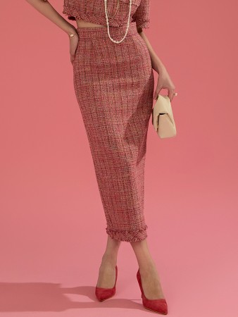 SK9208 Tweed Wool Midi Skirt Korea