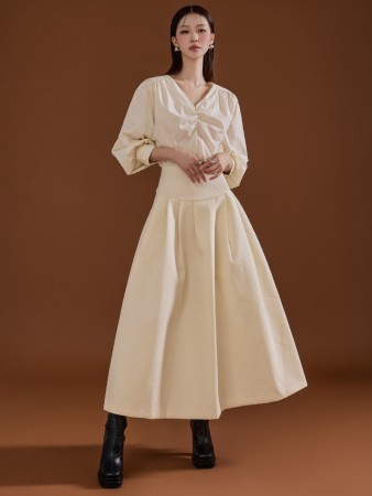 D4788 Neoprene Color scheme Bendable Long Dress Korea