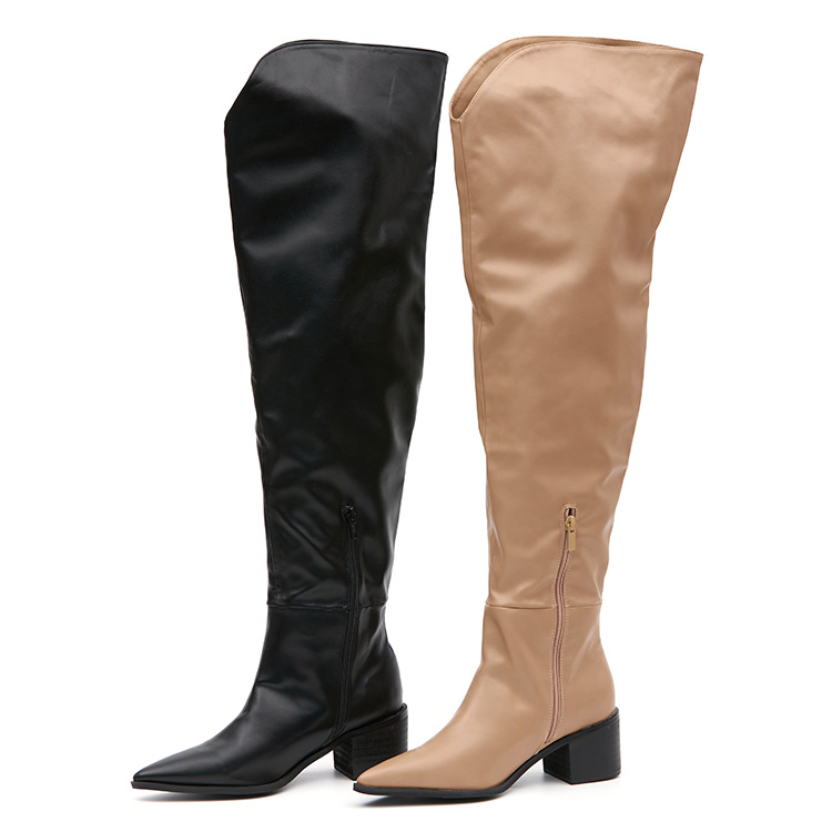AR-3194 Point Shirring Middle Heels Long boots Korea