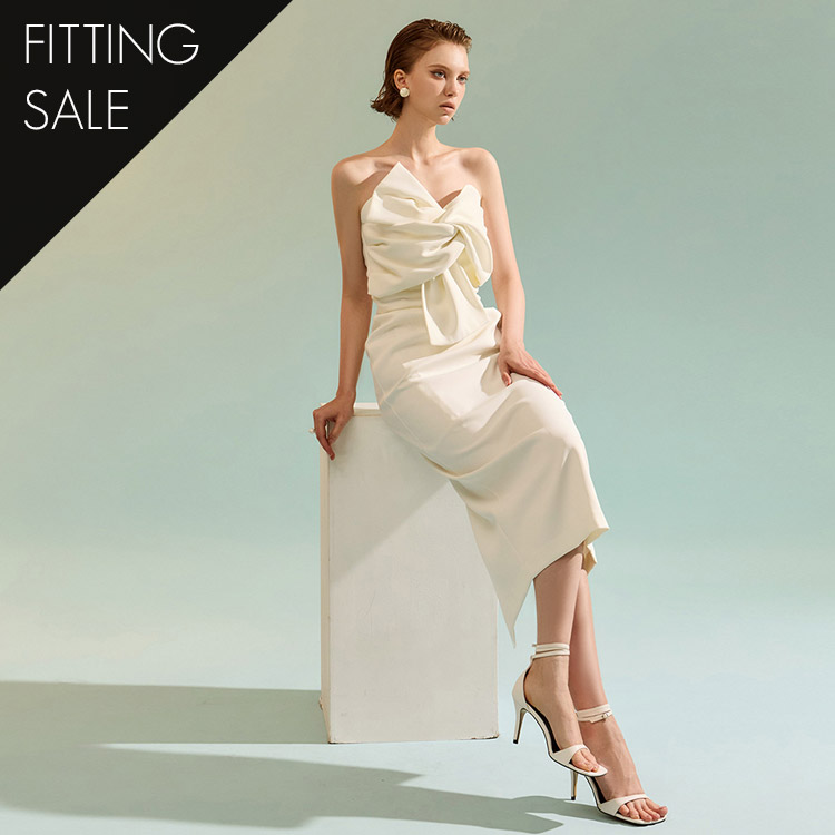 PS3057 ribbon twist tube top Slim Long Dress*Fitting sale* Korea