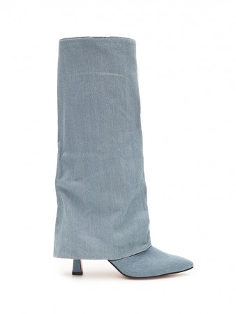 AR-3209 Denim Fold Over Long Boots Korea