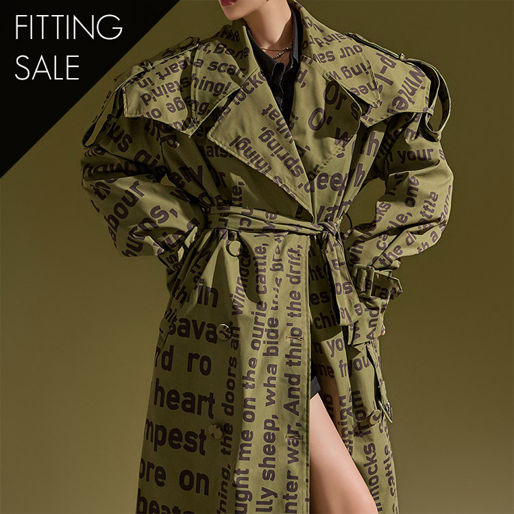 PS3078 Lettering Oversized Fit Long Trench Coat(Belt set)*Fitting sale* Korea