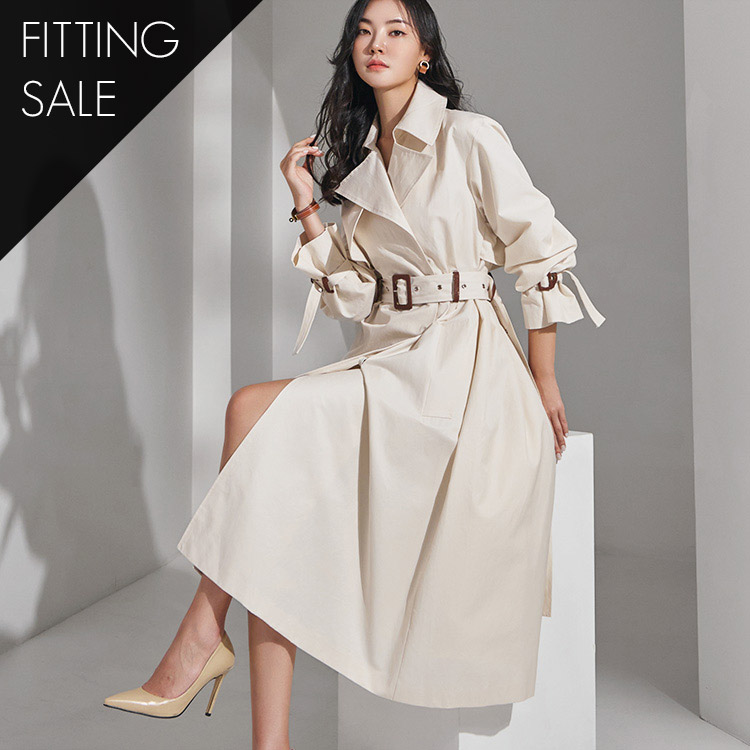 PS3089 A-line Color scheme Trench Coat(Belt set)*Can be worn as a dress*Fitting sale* Korea