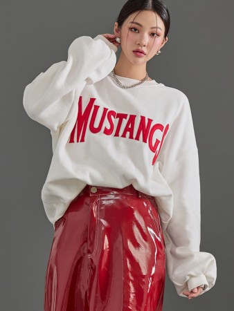 E3149 Lettering Fleece-lined Loose Fit Sweatshirt Korea