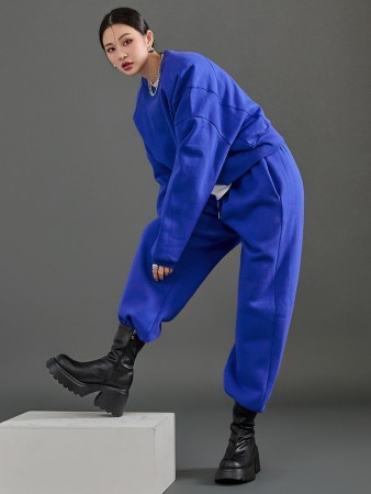 TP1686 Back Slit Fleece-lined Sweatshirt Set Korea