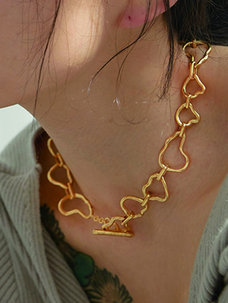 [Mono-A-Wear] (Momoland Hyebin wear) Connection Chain Necklace (Silver,Gold) Korea