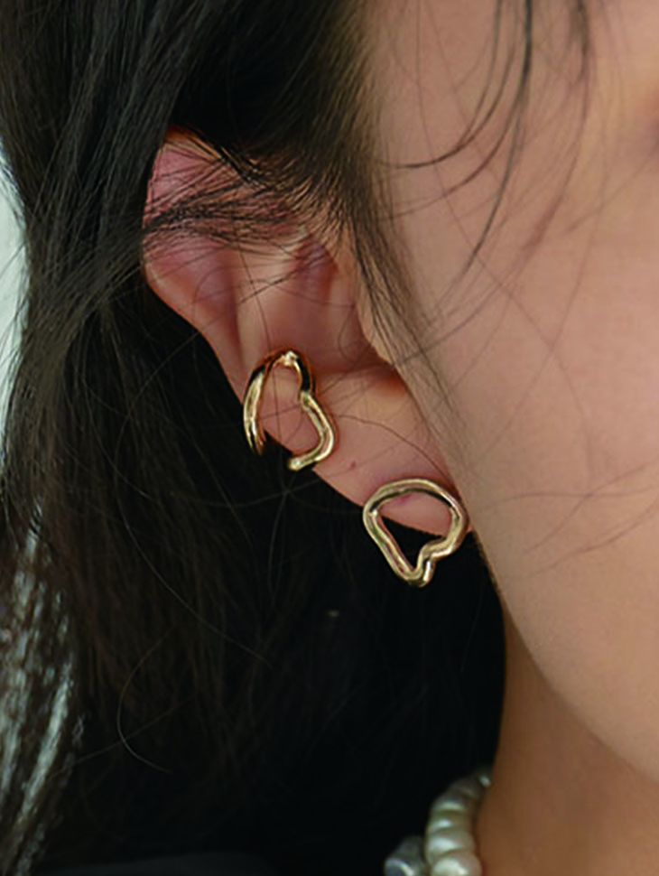 [Mono-A-Wear] Connection Irregular Earring (Silver,Gold) Korea