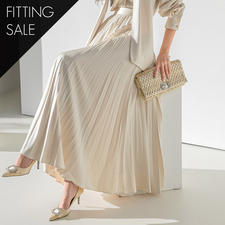 PS3101 Satin pleats Bendable Long skirt*Fitting sale* Korea