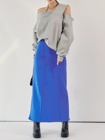 SK2424 Fleece Bendable Pintuck Long Skirt Korea
