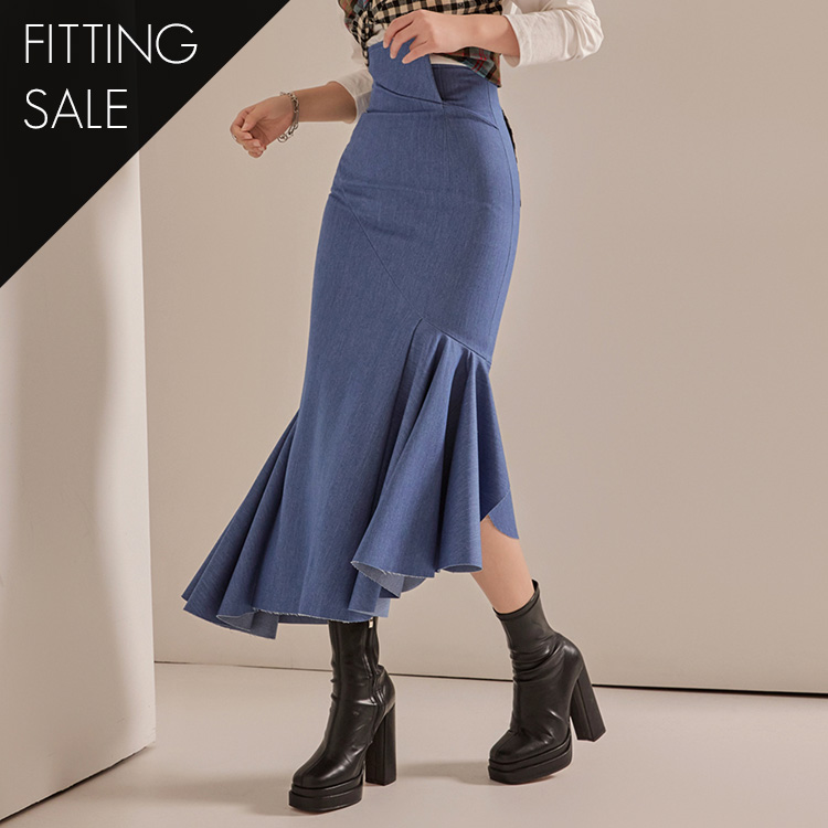 PS3105 Folder High Waist Midi skirt*Fitting sale* Korea