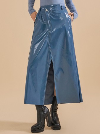SK2563 Enamel Bendable Midi Skirt Korea