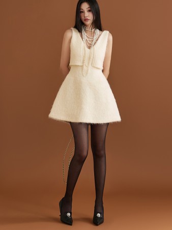 D4813 Wool Boucle A-Line Mini Dress Korea