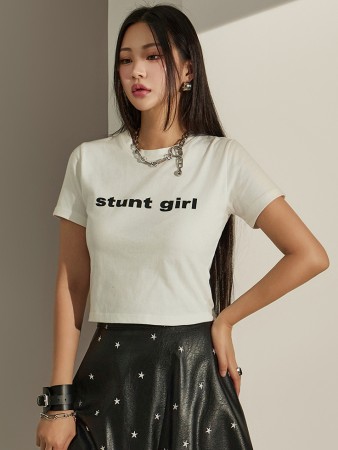 E3176 Lettering Slim Short Sleeve Top Korea