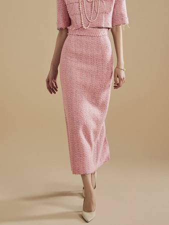 SK9188 Pastel Tweed Long Skirt Korea