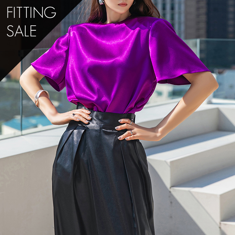 PS3114 Shining Round Neck Pad Half blouse*Fitting sale* Korea