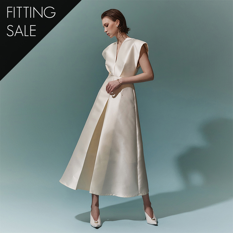 PS3118 back Slit pin tuck Long Dress*Fitting sale* Korea