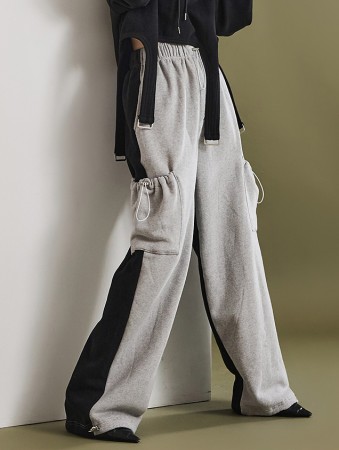 P2995 Color Scheme Fleece-lined Bendable Sweat Pants Korea