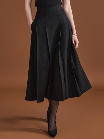 SK2620 Wool Pleats Midi Skirt Korea