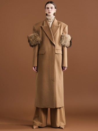 MBDJ060 Tailored Wool Long Single Coat(Fur Set) Korea