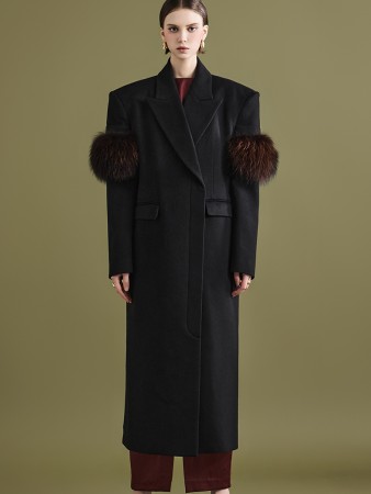 MBDJ060 Tailored Wool Long Single Coat(Fur Set) Korea