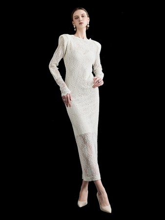 D4853 Lace Slim Long Dress(Strap Set) Korea