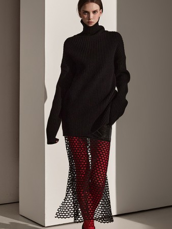 D4851 Wool Turtleneck Knit Mini Dress Korea