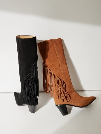 HAR-747 Suede Fringe Heeled Stiletto Boots *HANDMADE* Korea