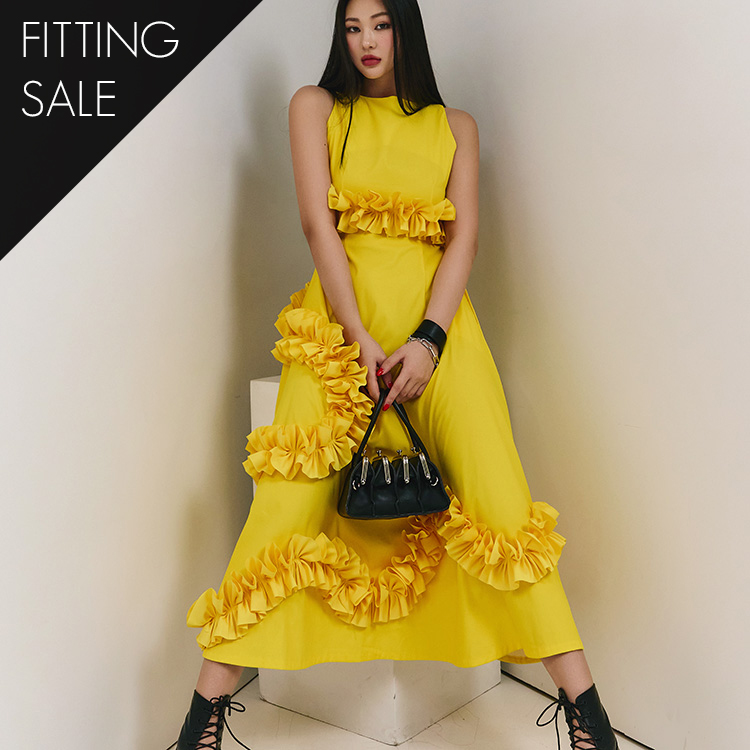 PS3155 Frill Point Sleeveless Midi Dress*Fitting sale* Korea