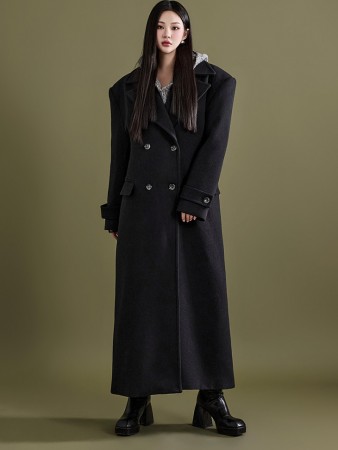 J2131 Wool Standard Double Long Coat Korea