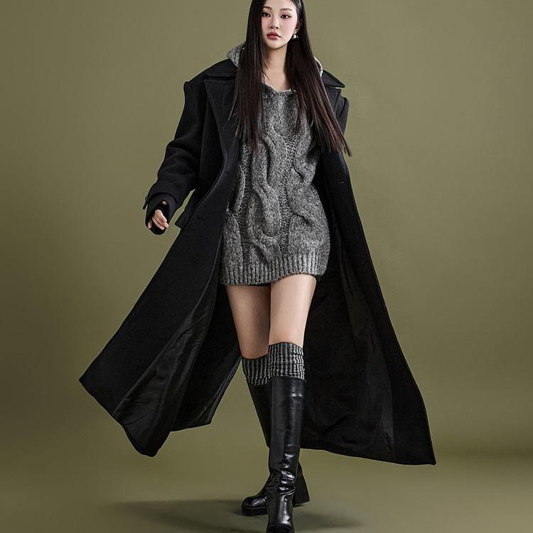 J2131 Wool Standard Double Long Coat Korea
