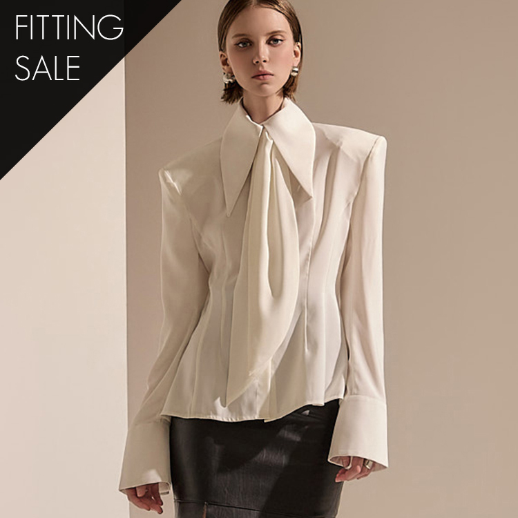 PS3159  Button Pad Slim blouse(Scarf SET)*Fitting sale* Korea