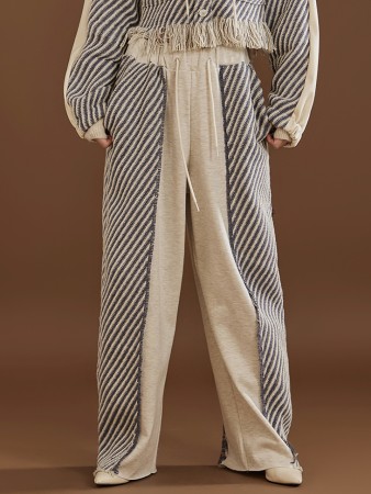 P3009 Stripe Color scheme Bendable Long Pants Korea