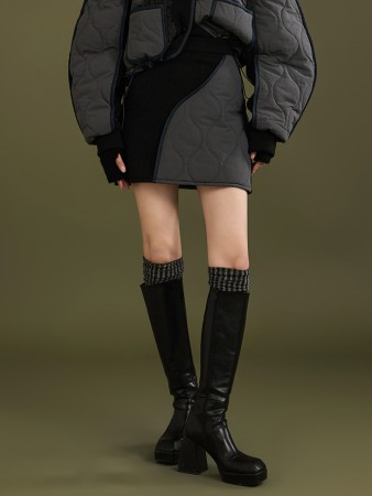 SK2631 Quilting knit Color scheme Bendable Mini Skirt Korea