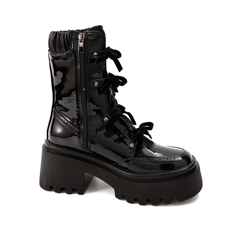AR-3227 Patent Effect Leather Ribbon<br>High Boots Korea