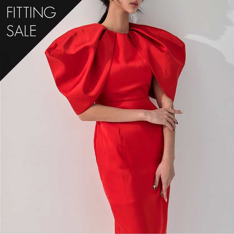 PS3168 Satin Pintuck Slim Midi Dress*Fitted Item Sale* Korea