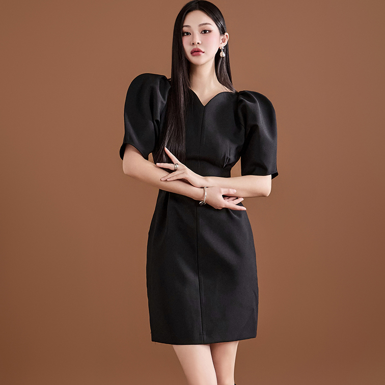 D4863 Heart Neck Mini Dress Korea