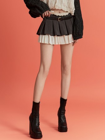 SK2645 Pleats Low Waist Mini Skirt Korea