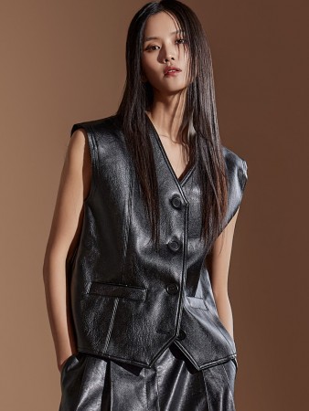 J2194 Leather Single Vest Korea