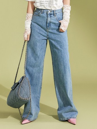 PJ495 High Waist Wide Jeans*L size production* Korea