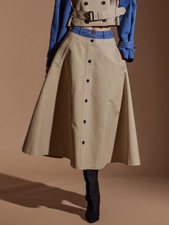 SK2661 Color scheme Trench Flare Skirt Korea