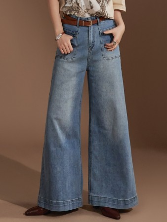 PJ496 High Waist Wide Jeans (Belt set)<br> Korea