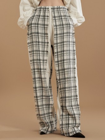 P3055 Tweed Waistband Long Pants Korea