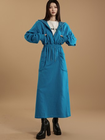 D4920 Hood Bendable Long Dress Korea