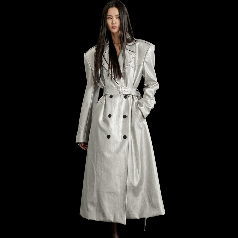 MBDJ064 Belted Leather Trench Coat Korea