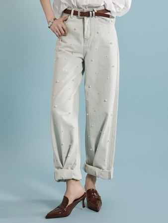 PJ498 Pearl Straight Jeans<br>*L size production* Korea