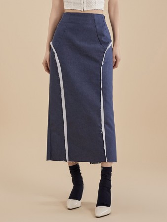 SK2685 Denim Color scheme Midi Skirt Korea