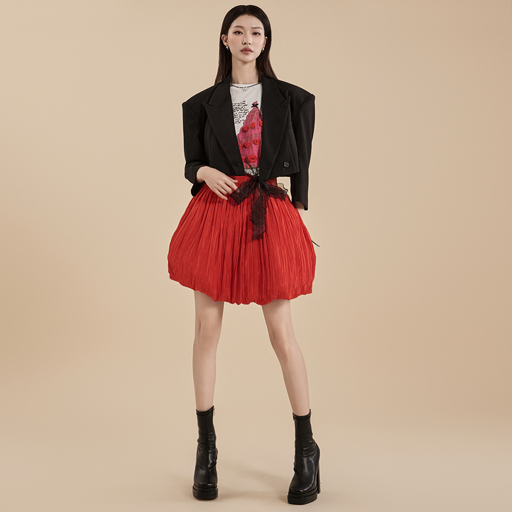 SK2686 2-way Wrinkle Bendable Skirt Korea